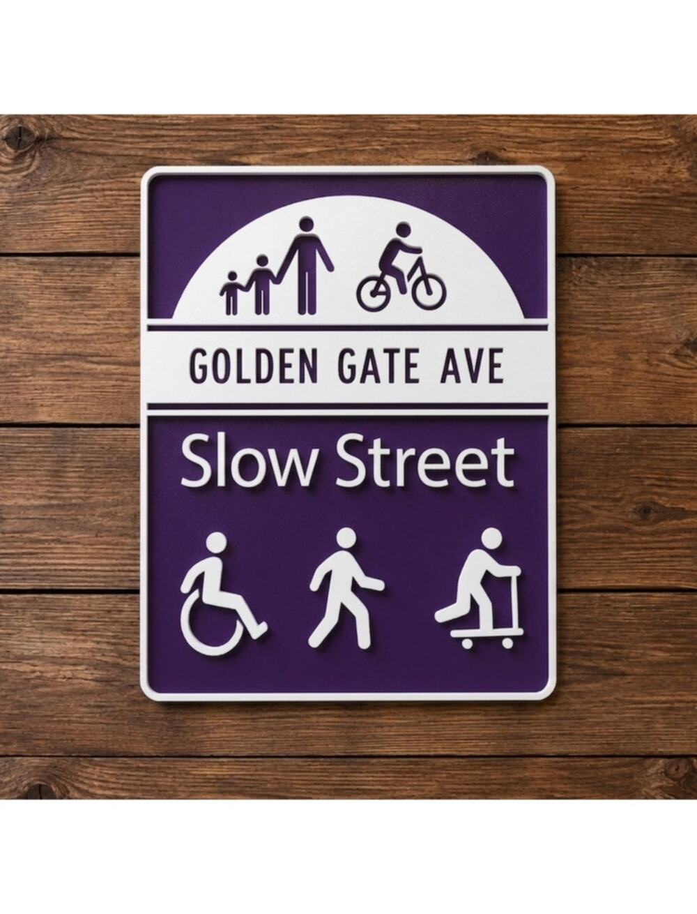 San Francisco Golden Gate Ave Slow Street Sign Pedestrian Walk Bike California